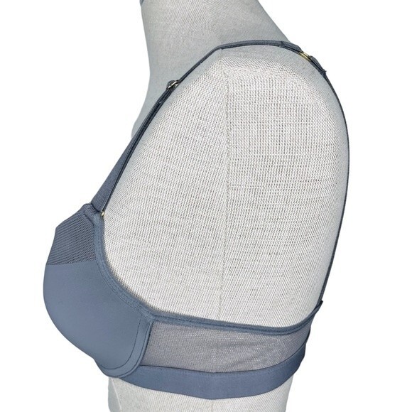 Lively The All-Day Deep V No-Wire Bra sz 34B * Smoke Gray Wire Free Mesh Trim - Picture 5 of 7